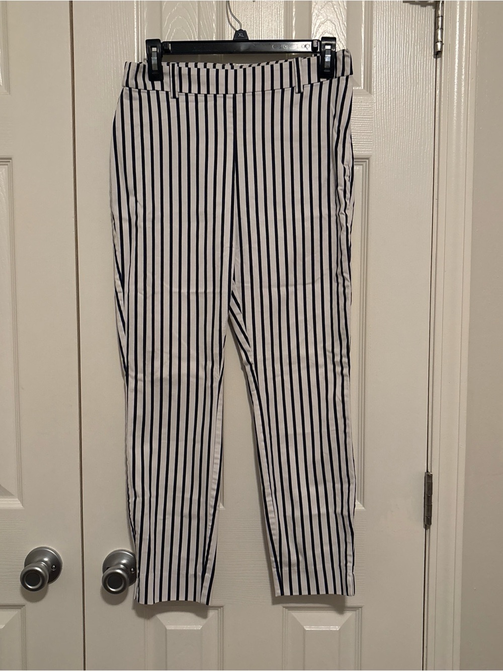 White and Black Vertical Stripe Pants